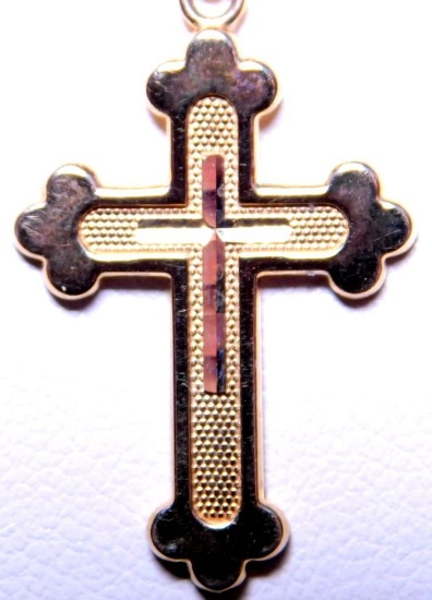 14K Gold Crucifix Necklace, Italian