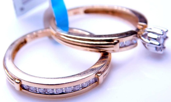10K Gold and Diamonds Bridal Ring Set, New