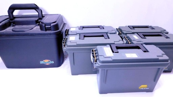 Five (5) Field Ammo Boxes and Tool/Storage Box