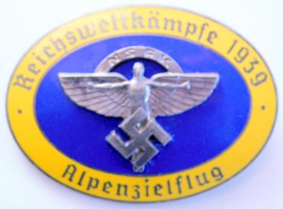 German WWII 1939 NSFK Reichswettkampfe Glider Korps Badge