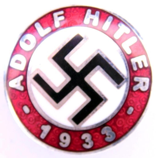 German WWII Adolf Hitler 1933 Swastika Lapel Badge