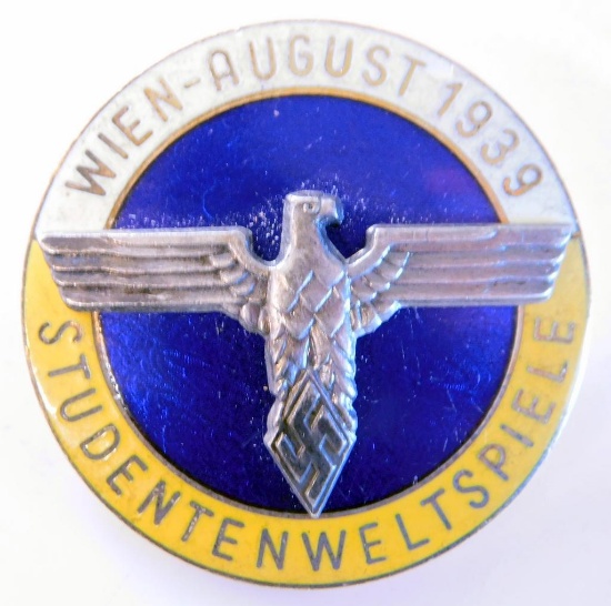 German WWII 1939 Wien Studenten Weltspiele Badge