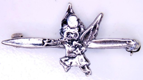 US WWII Air Corps Womens Air Service Pilot WASP Miniature Gremlin Pin
