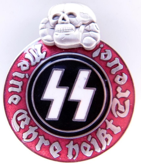 German WWII Waffen SS Membership Runic and Skull Badge