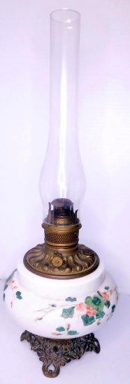 Antique Kerosene Hand-painted Table Lamp, No Shipping