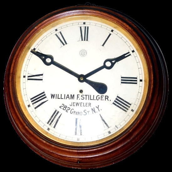 Waterbury Clock Company Gallery Round Wall 8 Day Key Wind, Jeweler Advertisement