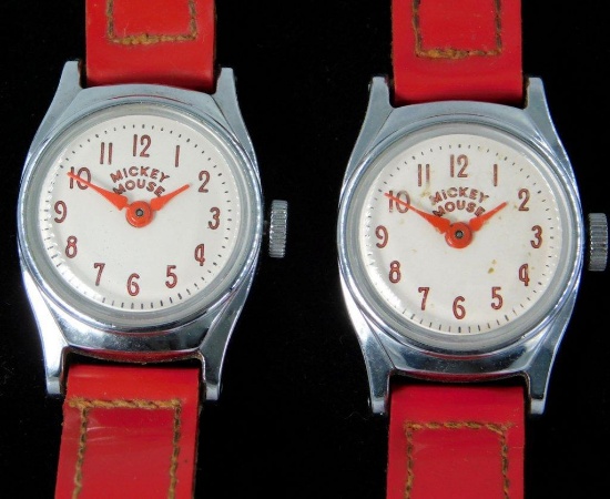 Pair of Vintage Mickey Mouse Kid's Wristwatches US Time