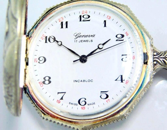 Geneva 17 Jewel Hunter Case Pocket Watch