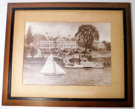 Red Jacket Ship Docked at Bayonne, NJ Latourette Hotel Framed Art