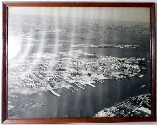 Framed Black and White Photo of Exxon Refinery Bayonne, NJ