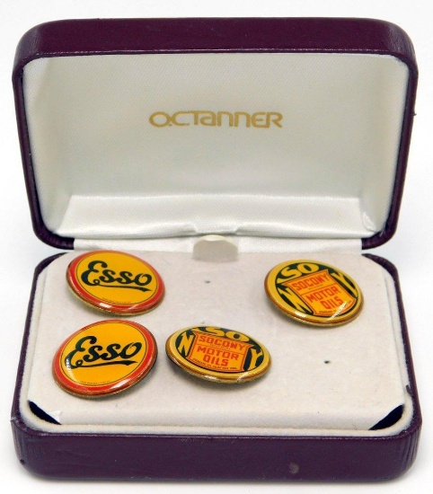 Esso Socony 100th Anniversary Lapel Pin Pairs, (2)