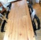Vintage Country Style Pine Dining Room Table w/ Five Black Stenciled Chairs