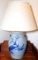 Rowe Pottery Works Cobalt Blue Bird Design Crock Lamp, 1984