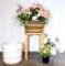 Stoneware Crock, Plant Stand, and Faux Floral Decorative Collection