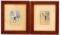 Pair of Framed Antique High-Wheel Bicycle Slat-back Artworks