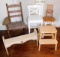 Grouping of Various Chairs, Bench, and Stool, Six (6)