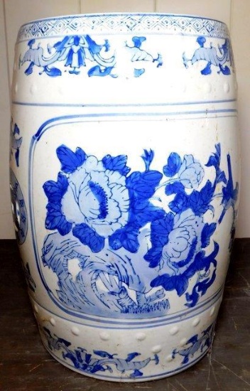 Chinese Porcelain Blue and White Floral Garden Stool