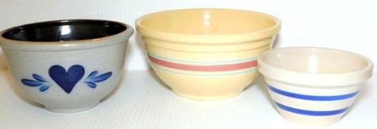 Vintage Stoneware Bowls, Three (3)
