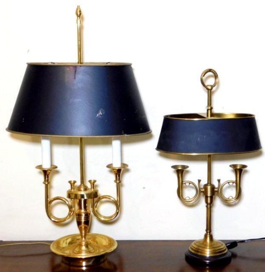 French Horn Inspired Brass Lamps, Two (2)
