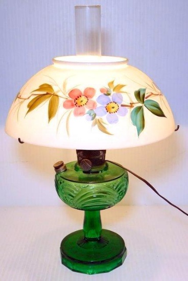 Vintage Washington Drape Green Glass Aladdin NU-Type Model B Lamp