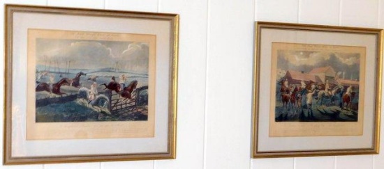 Pair of The First Steeple Chase on Record Framed Artwork