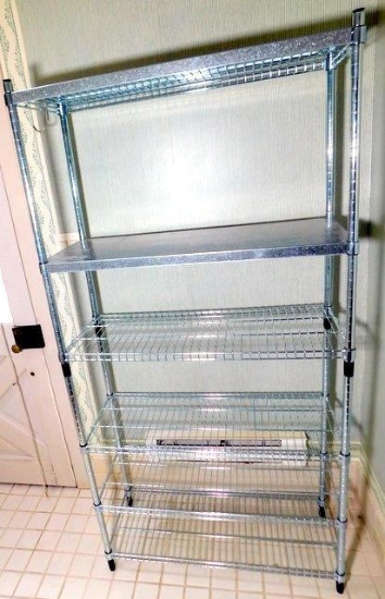 Metal Shelving Unit with Two Solid Shelf Overlays