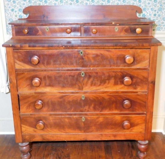 Flame Mahogany Stepback Chest of Drawers