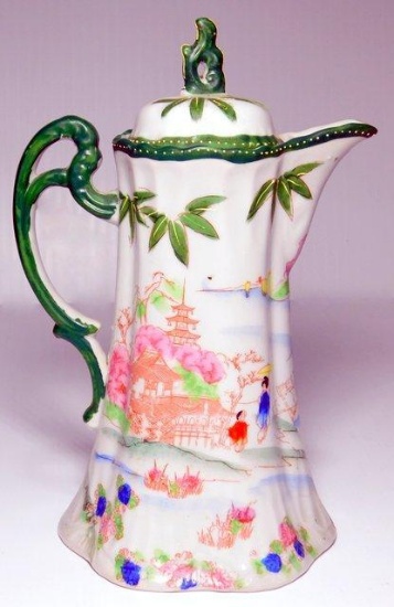 Antique Nippon Chocolate Pot Hand Painted Porcelain, Japan