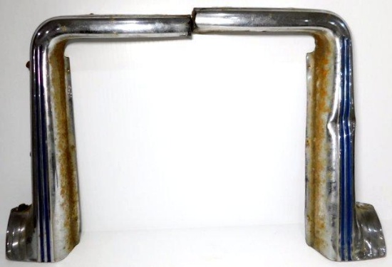 Chrome w/ Blue Stripe Vintage Car Part, Unknown, (2)