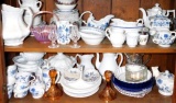 Grouping of Blue Danube China Dinnerware and Glassware Pieces