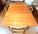 American Gate-leg Drop Leaf Table w/ Hitchcock Stenciled Chairs w/ Rush Seats