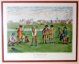 Golf Collectible Decor Grouping, Including St. Andrews Re-strike Engraving