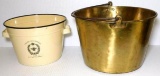 Brass Bucket with Hand-forged Handle, Bucket and Slate