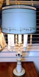 Pair of White Metal Lamps plus Floor Lamp