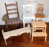 Grouping of Various Chairs, Bench, and Stool, Six (6)