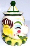 Vintage 1950's Sierra Vista Ceramic Clown Cookie Jar, California Pottery