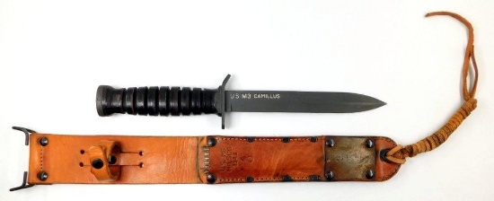 US WWII Army Mark 3 Camillus Combat Knife and Scabbard