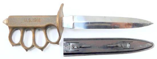 US WWI 1918 Combat Trench Knife and Scabbard