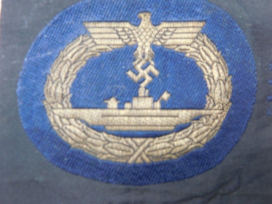 Naval Kriegsmarine U-Boat Submarine in Gold Wire