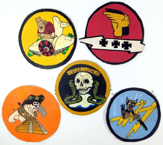 USAAF WWII Army Air Force RKO Movie Studio Squadron Patches, Group of Five (5)