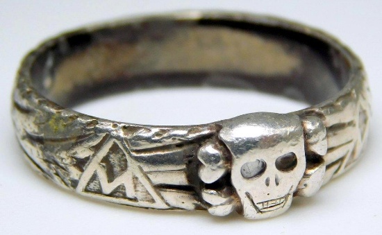German WWII Waffen SS Officers Skull Totenkopf Honor Ring