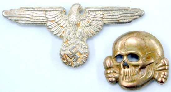 Waffen SS Officers Visor Cap Eagle and Skull