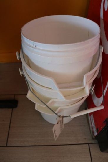 White plastic buckets
