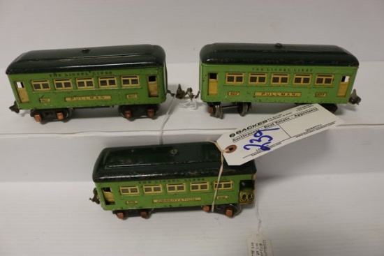 Lionel set of three 608 Observation - 607 Pullman - 607 Pullman - O - prewa