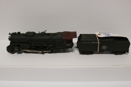 Lionel 736 2/8/2 locomotive with Lionel 2046W tender Route of the Hiawatha