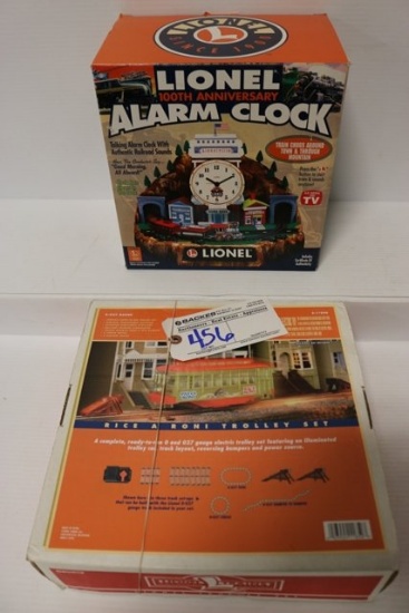 Lionel alarm clock & Lionel 6-11850 Rice A Roni Trolley Set