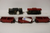 Lionel O gauge coal train set - 254 locomotive - 3) 816 hoppers 1) 817 cabo
