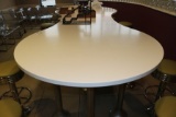 Kidney Bean shaped 54” x 11’ multi base bar height table