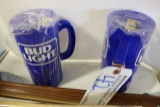 2 Bud Light plastic mugs with bottle openers in each