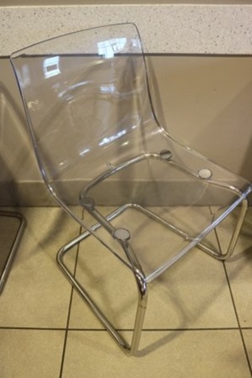 4 Chrome framed "S" shaped clear IKEA dining chairs